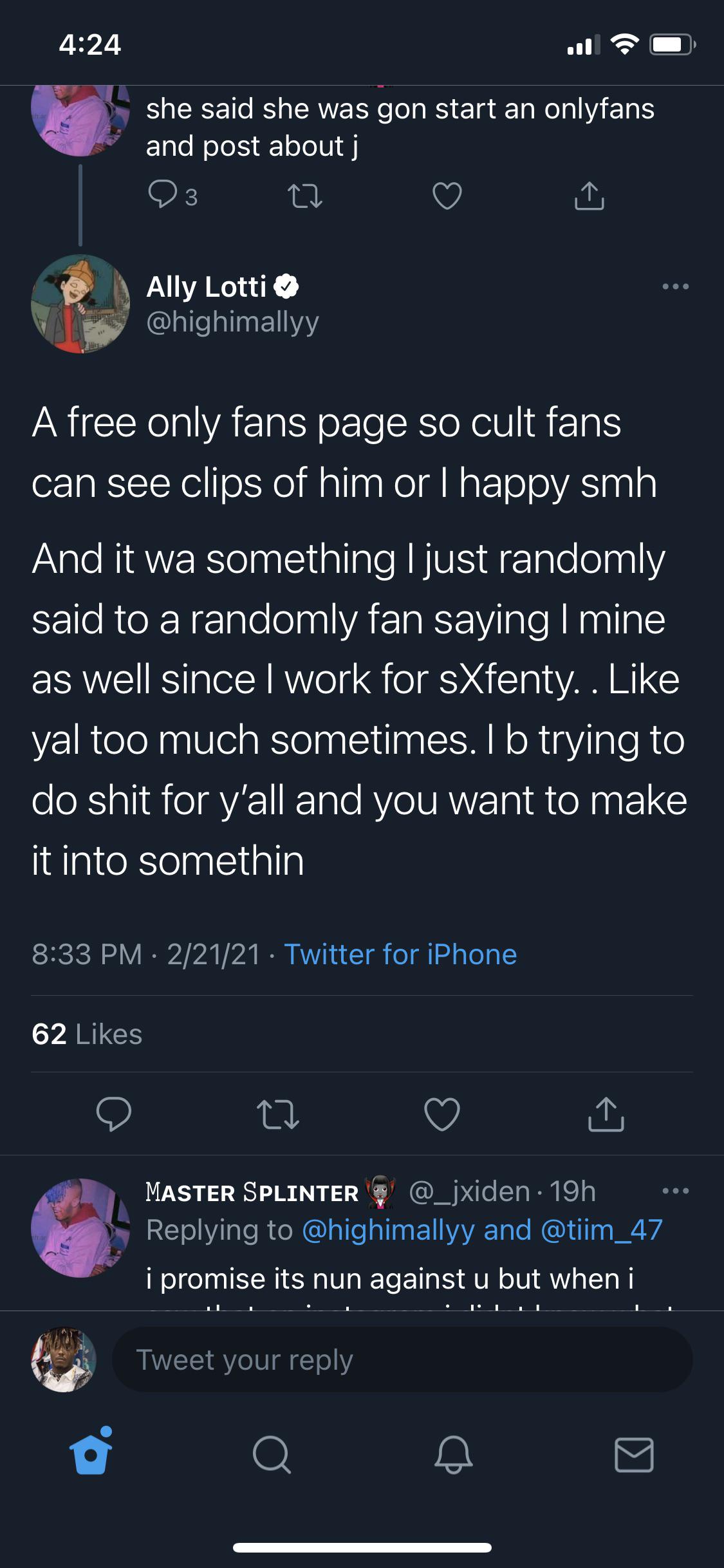Ally's explanation on the onlyfans shit : r/JuiceWRLD
