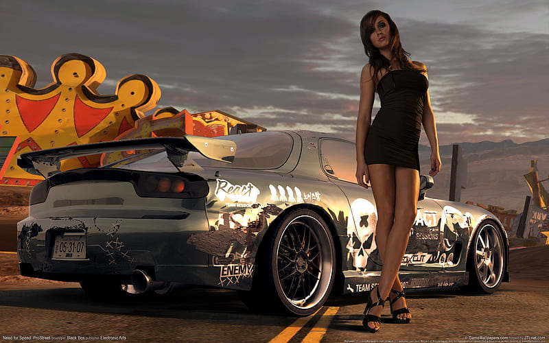 NFS Pro-Street, games, video games, woman, clouds, car, need for ...