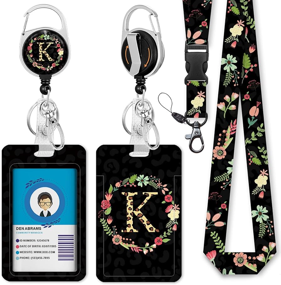 Amazon.com : Personalized ID Badge Holder with Lanyard, Flower ...