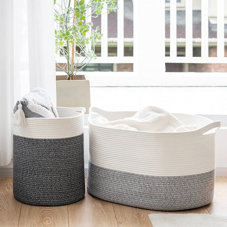 Amazon.com: INDRESSME XXX Large Cotton Rope Baby Nursery Basket ...