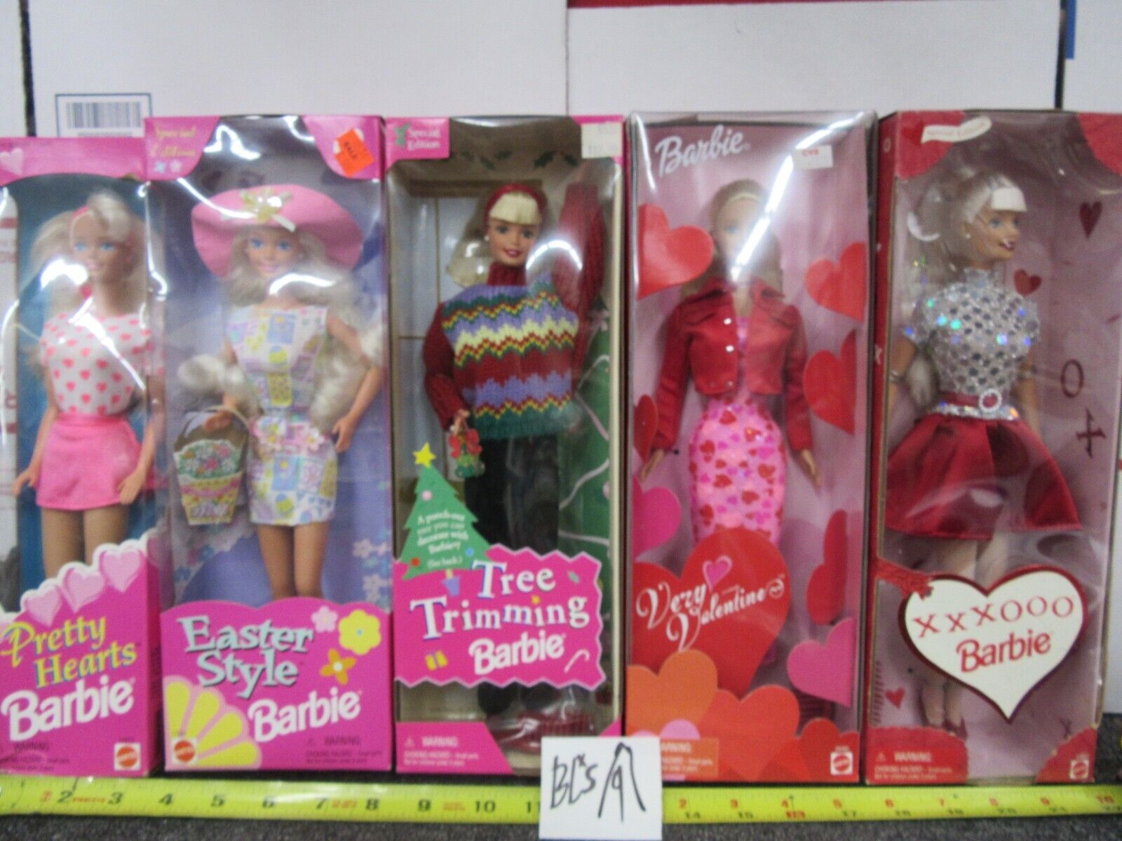 5 NEW Barbie Dolls LOT Pretty Hearts Easter Style Tree Trim Very ...