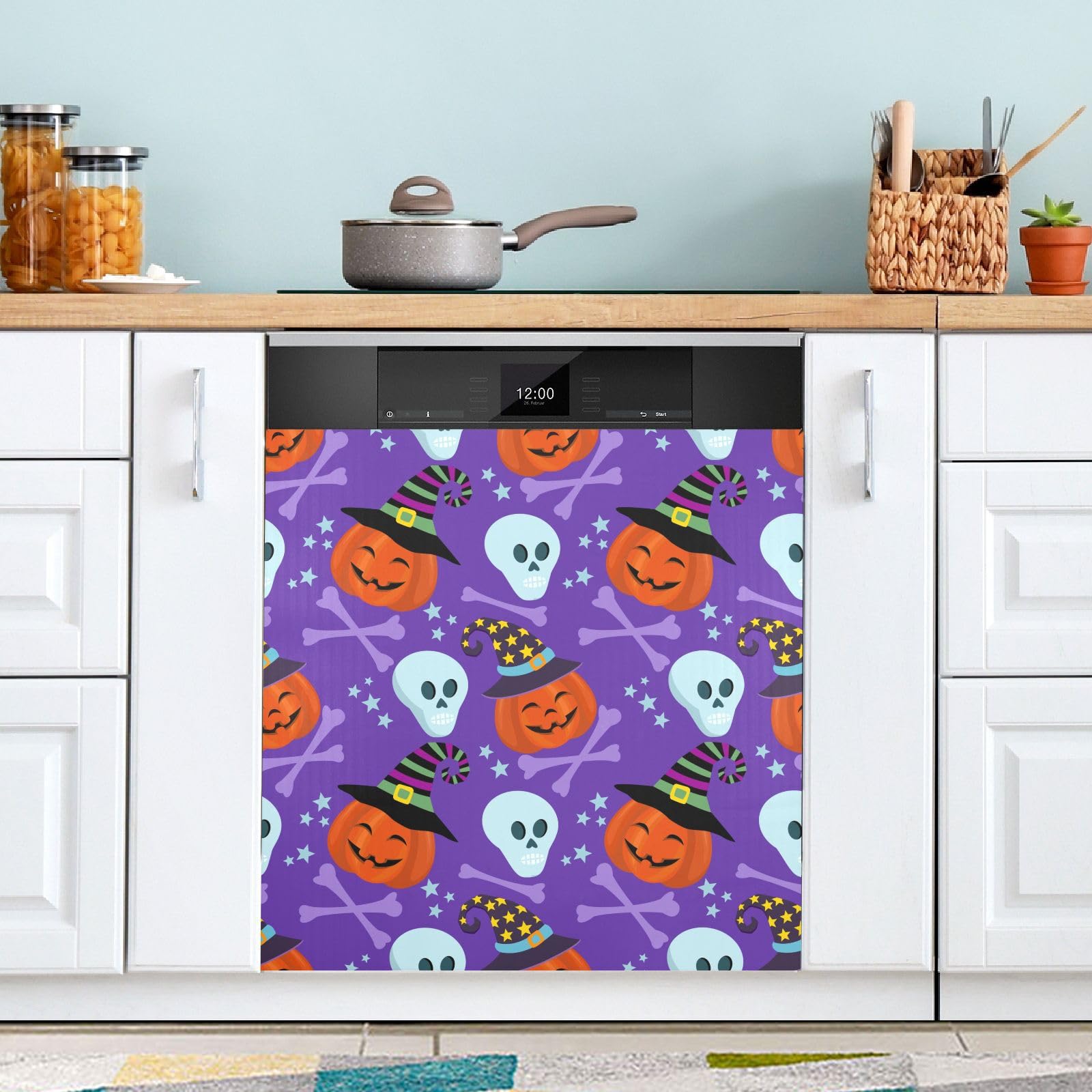 Amazon.com: Coikll Magnetic Dishwasher Sticker, Halloween Pattern ...