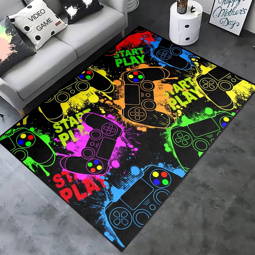 Amazon.com: Video Game Area Rugs Teen Boys 3D Colorful Gaming ...