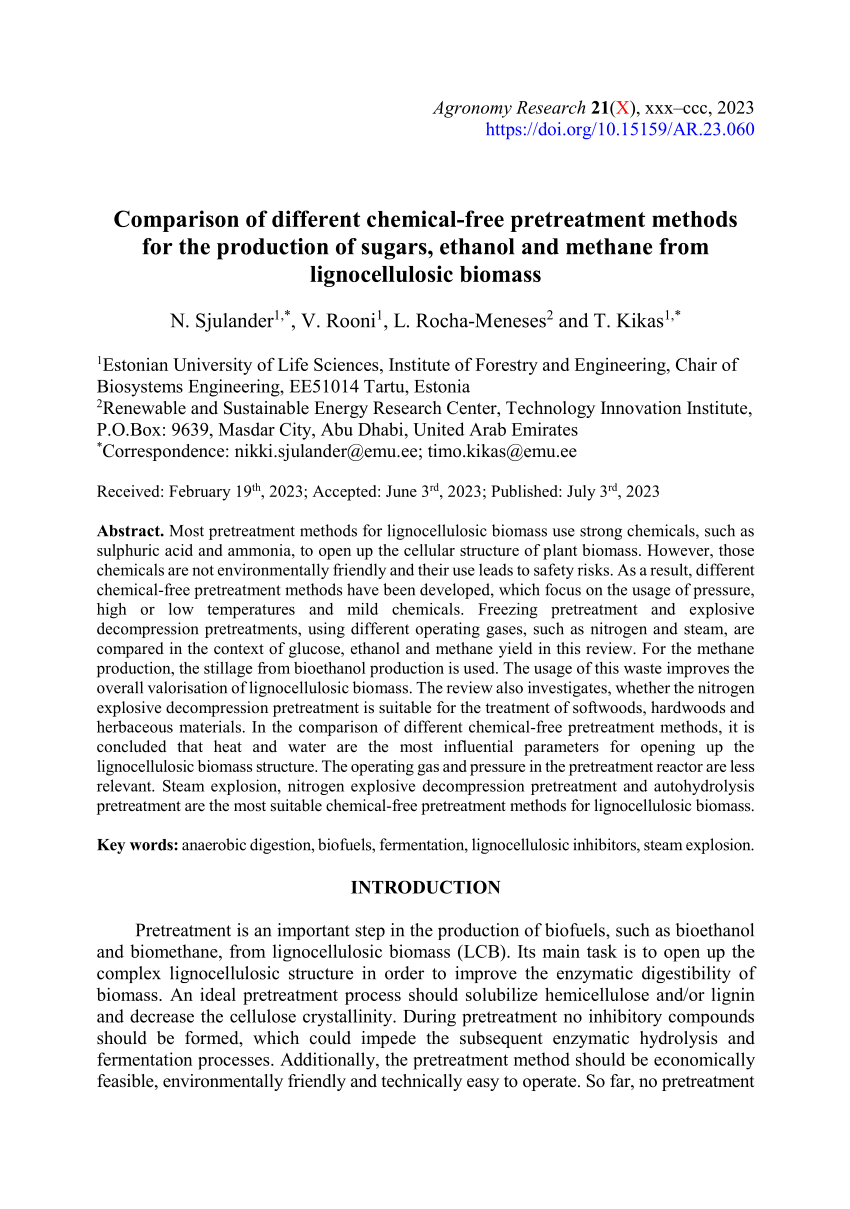 PDF) Comparison of different chemical-free pretreatment methods ...