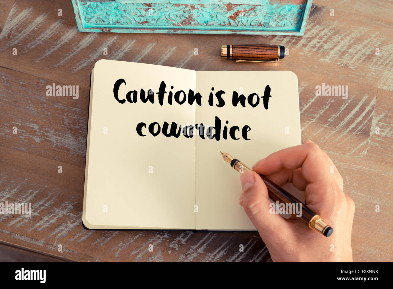 Handwritten quote Caution is not cowardice as inspirational ...