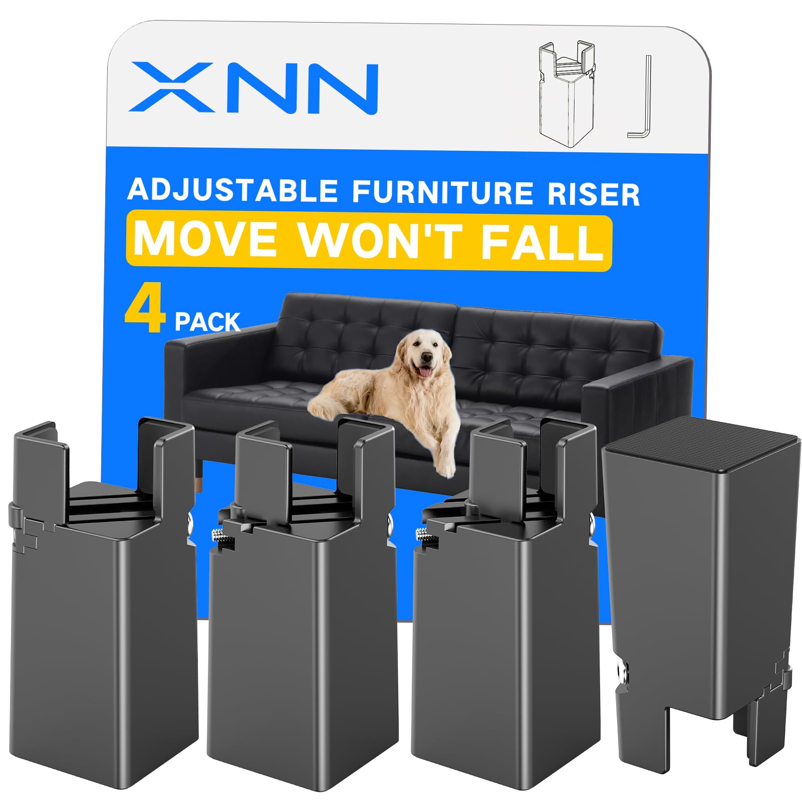Amazon.com: XNN Furniture Risers Adjustable Bed Risers 4 Inch with ...