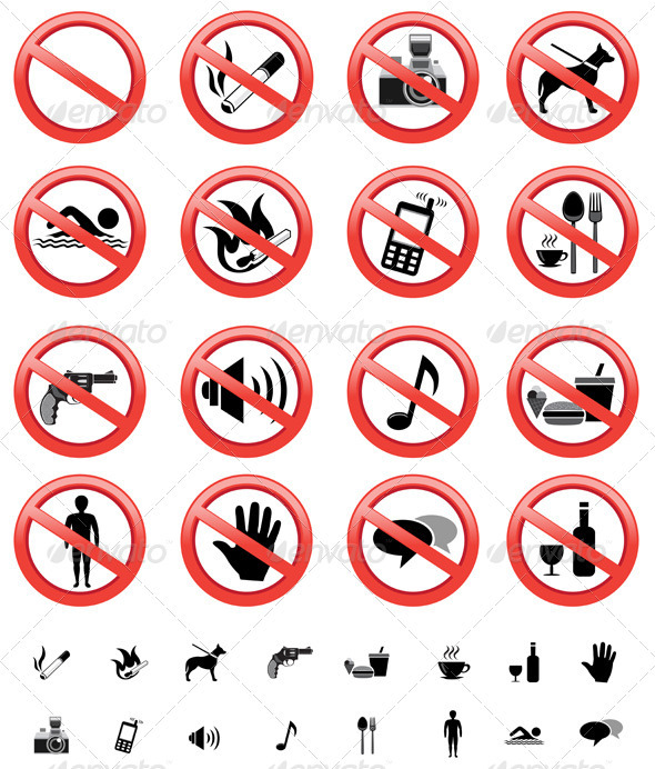 Forbidden signs set by romvo | GraphicRiver