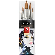 Amazon.com: Arteza Watercolor Paint Brushes,​ Set of 5, Round ...