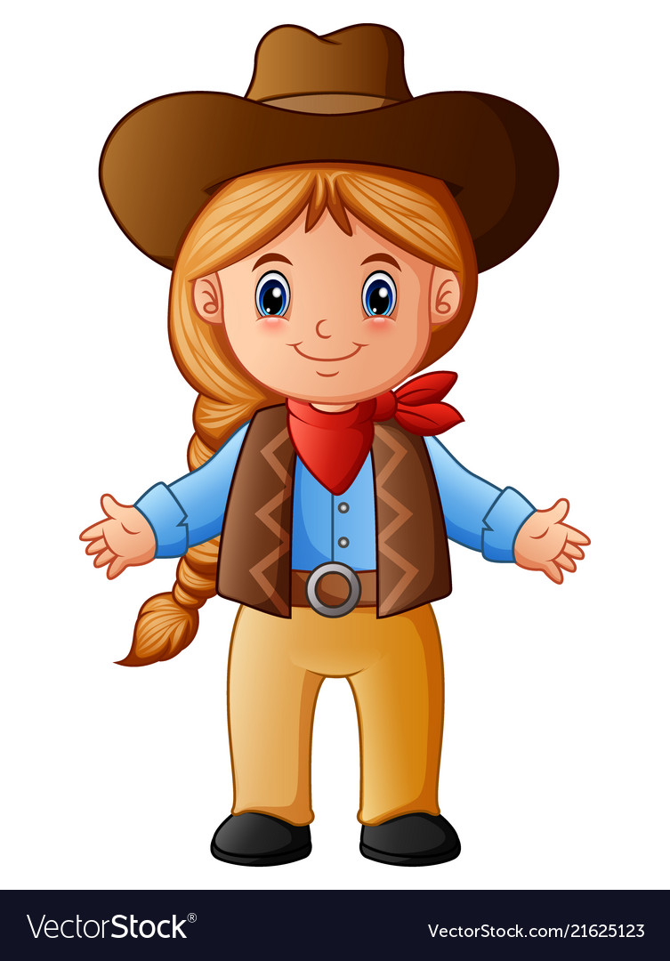 Cute little cowgirl cartoon Royalty Free Vector Image