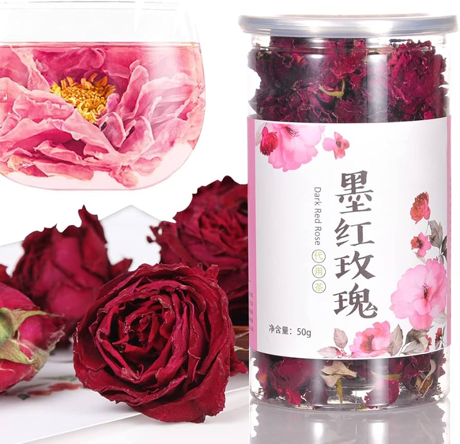 Amazon.com : SXET Dried Red Rose Tea, Edible Ink Red Roses Petals ...