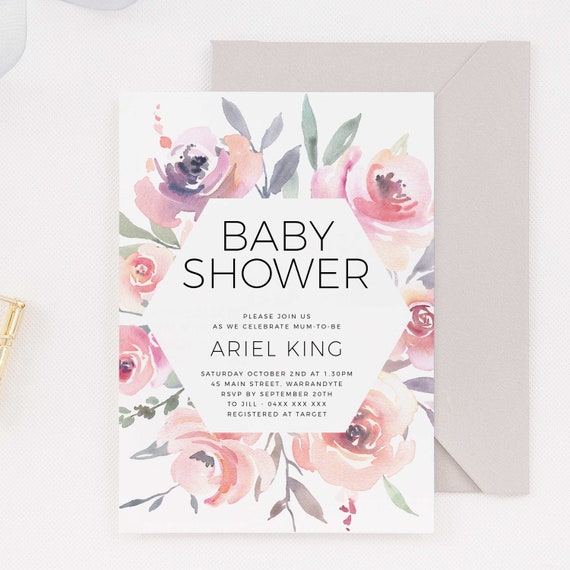 Buy Blush Floral Baby Shower Invitation INSTANT DOWNLOAD Template ...