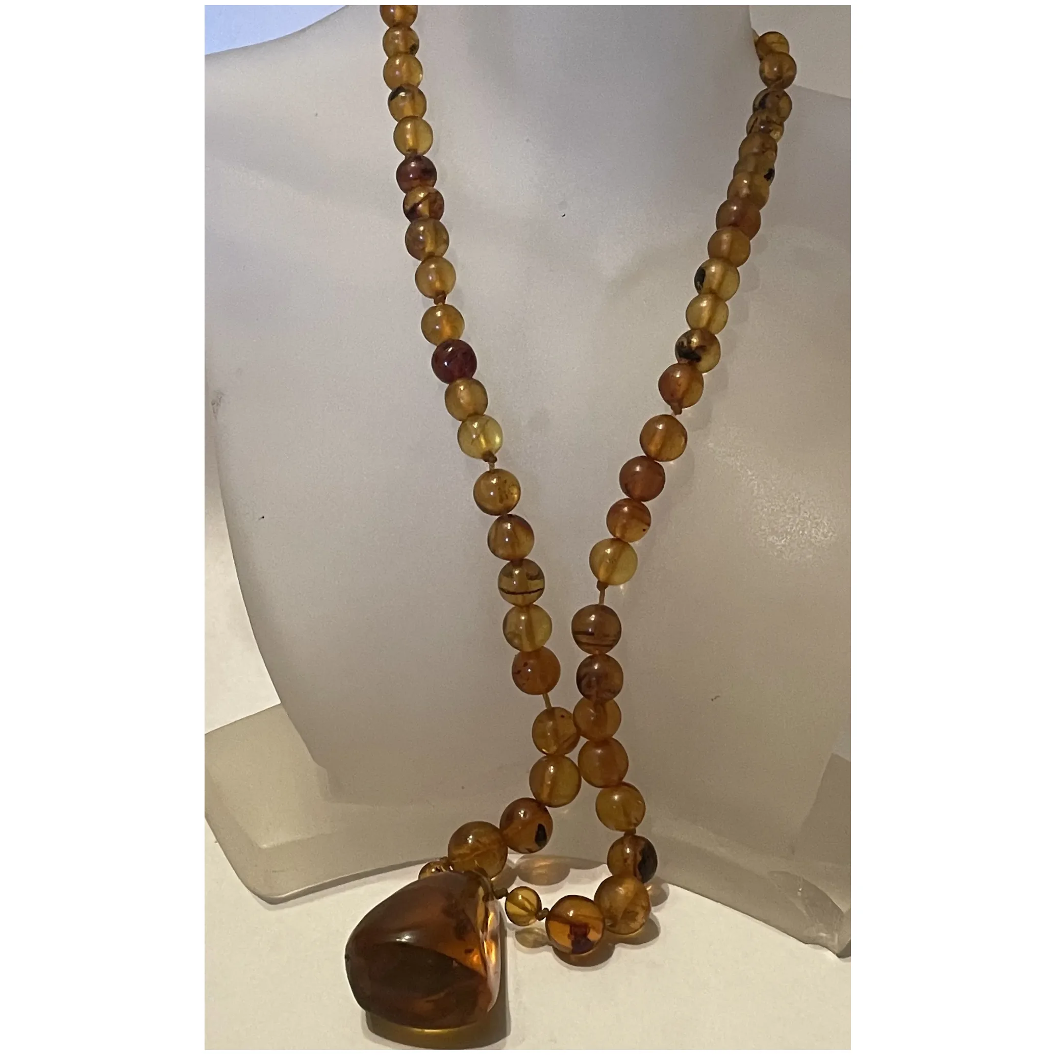 Stunning Vintage Baltic Natural Amber Pendant With Amber Beads ...