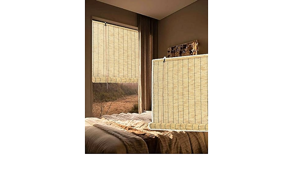 Amazon.com: Natural Tone Reed Curtain Shade Bamboo Roller Blinds ...