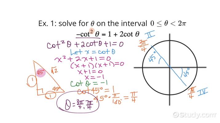 Solving Basic Trigonometric Equations Involving Cotangent ...