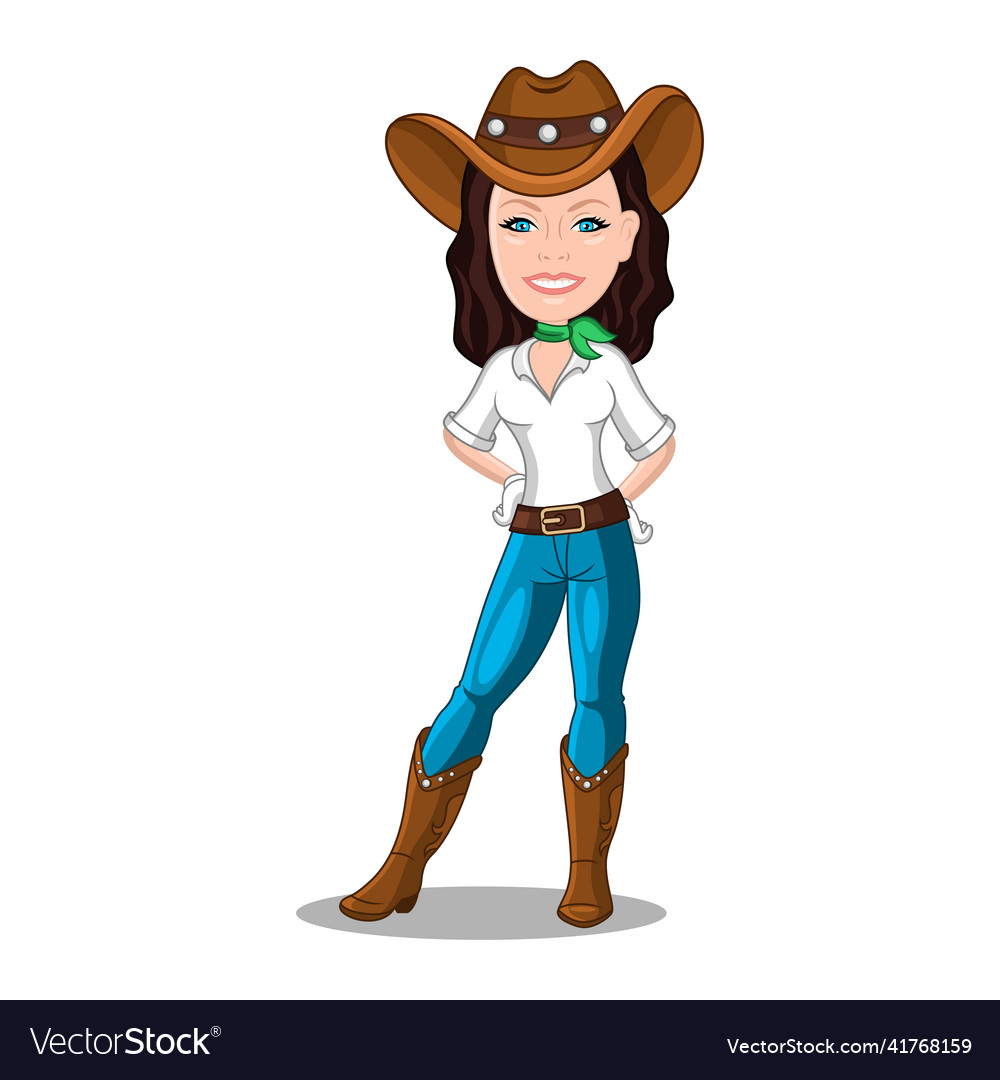 Cowgirl cartoon icon Royalty Free Vector Image