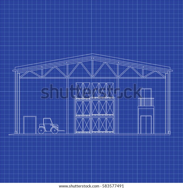 Modern Warehouse Forklift Crosssection Storage Vector Stock Vector ...