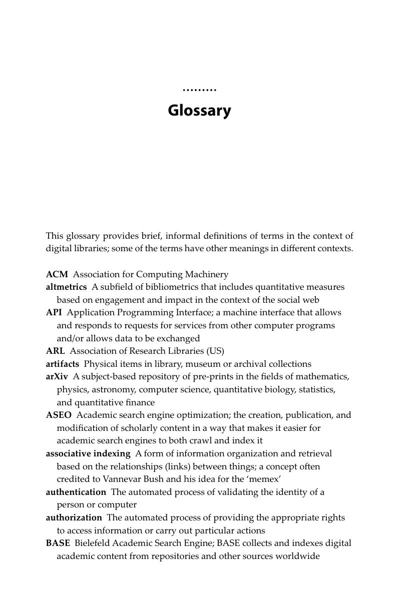 Glossary - Exploring Digital Libraries