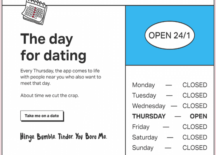 Marketing strategy by dating app - Thursday - Everything Design