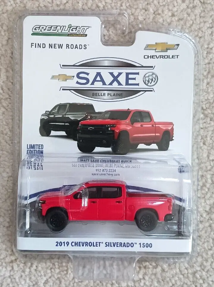 1:64 2019 Chevrolet Silverado 1500 Truck red Saxe greenlight htf ...