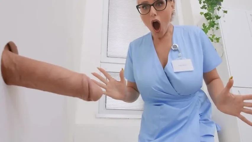 Nerdy blonde nurse with big tits practices anal sex before shift ...