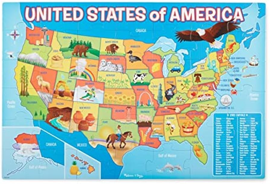 Amazon.com: Melissa & Doug USA Map Giant Cardboard Floor Puzzle ...