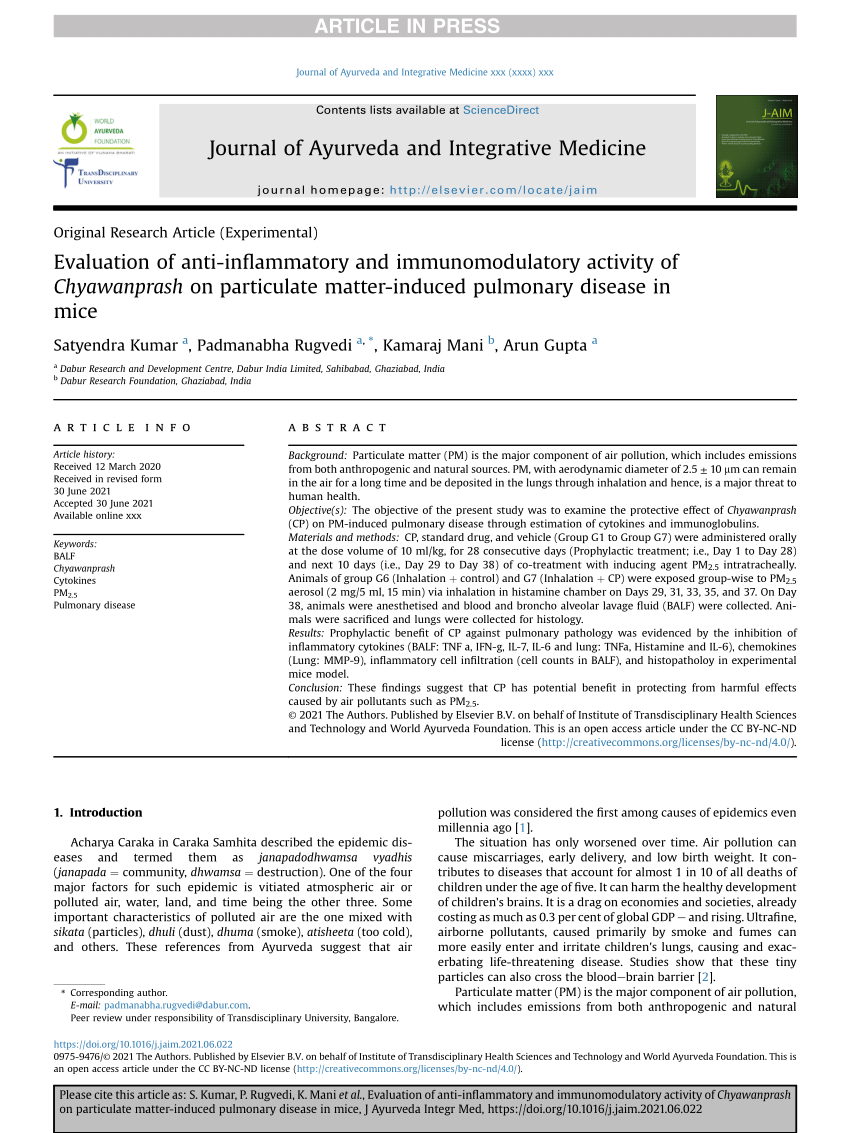 PDF) Evaluation of anti-inflammatory and immunomodulatory activity ...