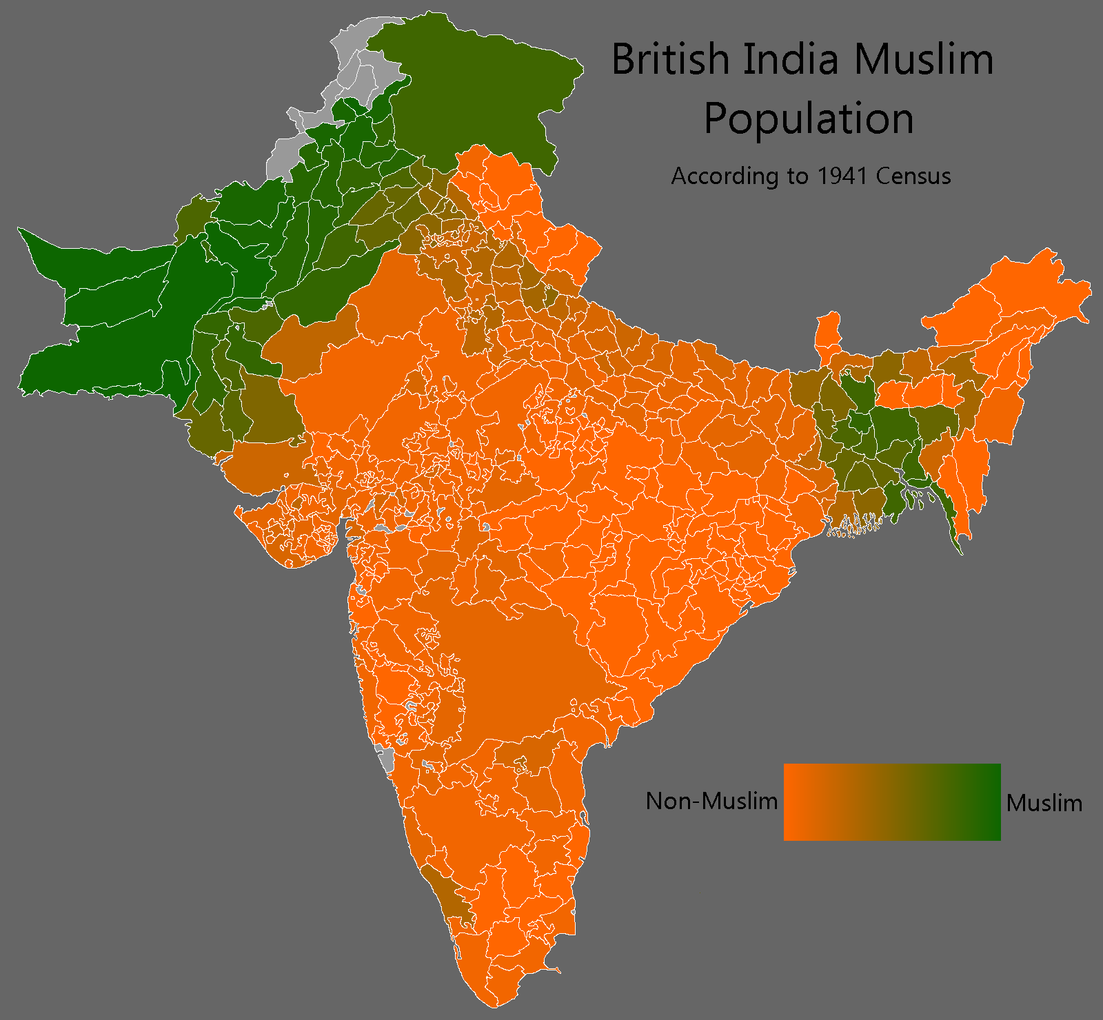 Muslim Population of British India (1941) : r/MapPorn