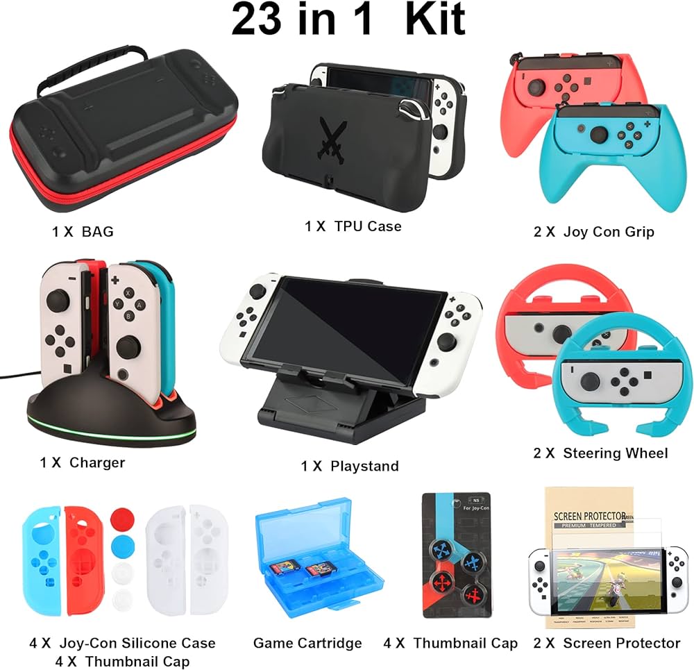 Amazon.com: Accessories Bundle for Nintendo Switch OLED Model(2021 ...