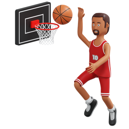 Basketball Pro Throwing Ball To Basket Ring 3D Illustration ...