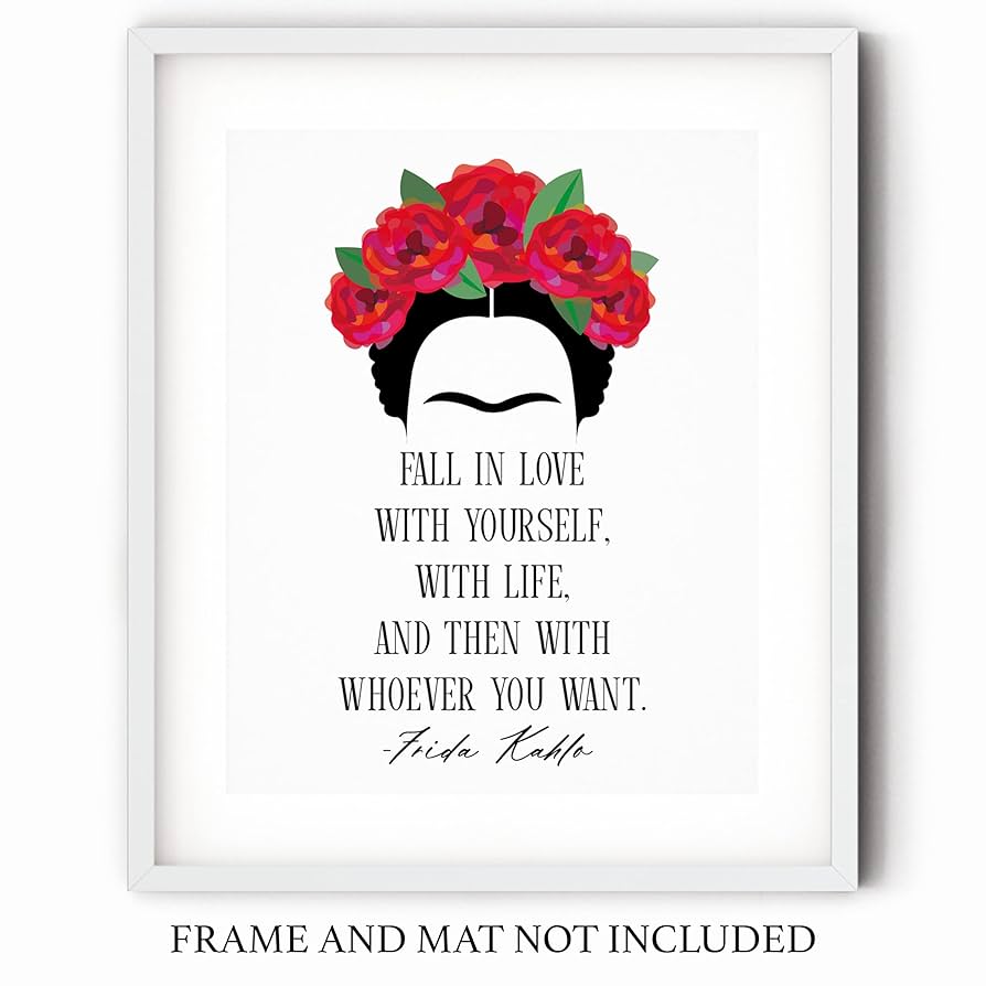 Amazon.com: 'Fall in Love with Yourself' Frida Kahlo Quote Wall ...