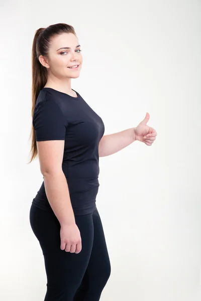 Beautiful fat woman showing thumb up Stock Photo by ©Vadymvdrobot ...