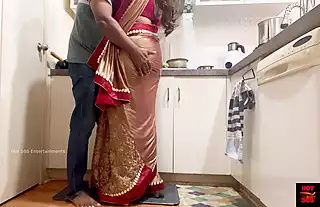 Indian Couple Romance in the Kitchen - Saree Sex - Saree lifted up ...