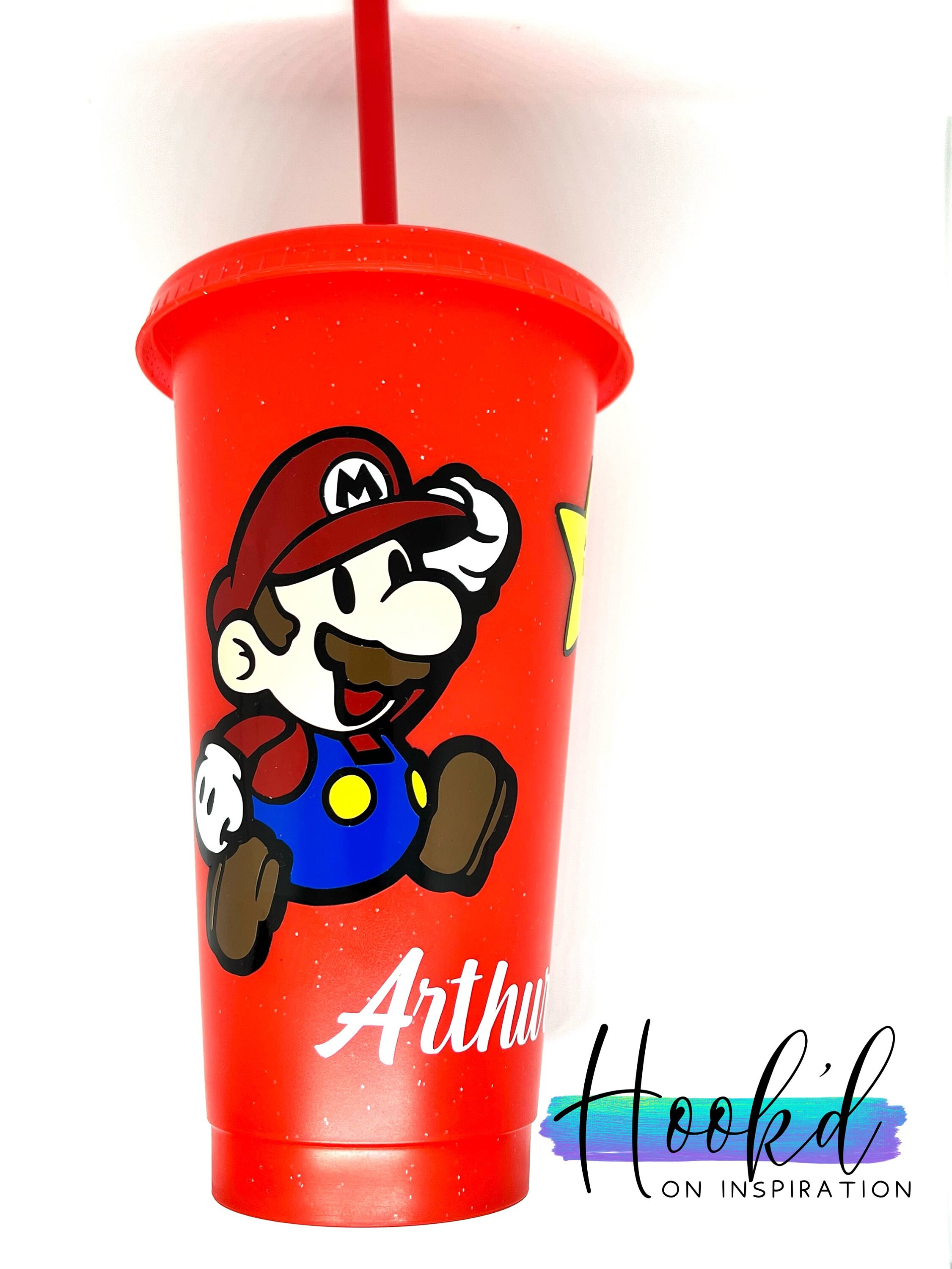 Gaming Inspired Super Mario Red Glitter Cold Cup/tumbler. Can - Etsy