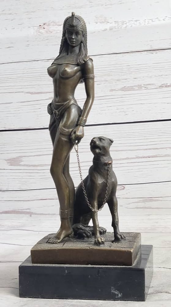 Amazon.com: EUROPEAN BRONZE Egypt Nude Queen Cleopatra and Big Cat ...