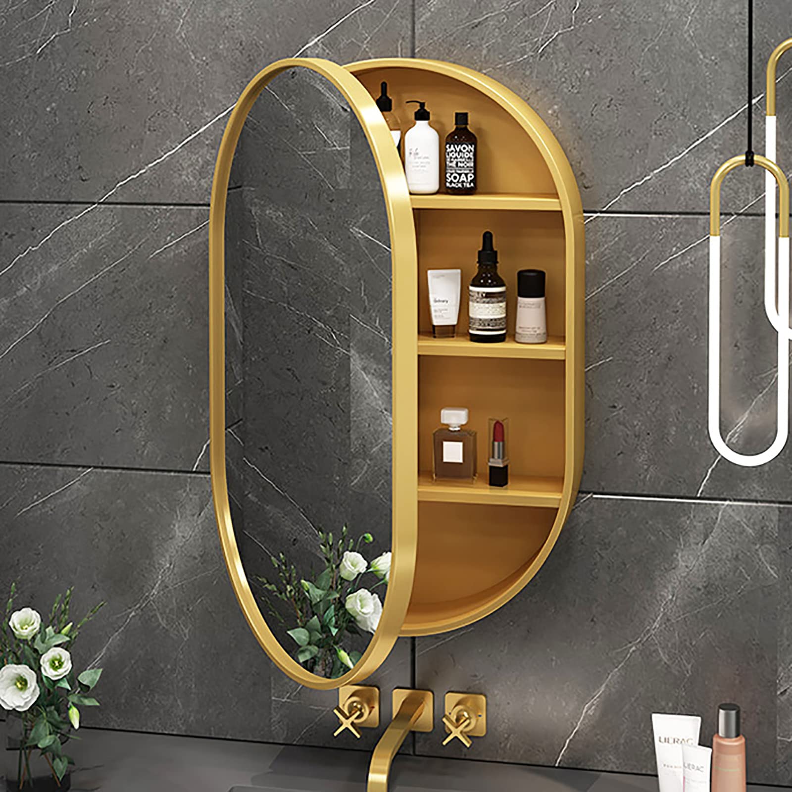 Amazon.com: QQXX Medicine Cabinet with Mirror,Bathroom Mirror ...