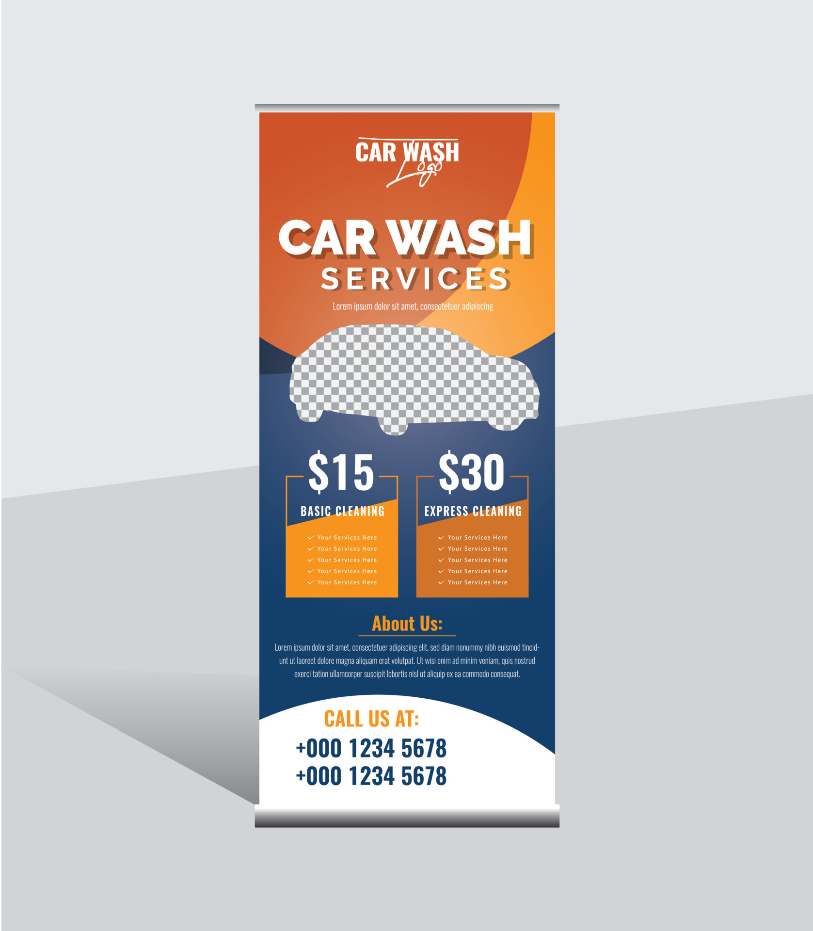 Car Wash Rollup Banner Template, pull up, advertisement, display ...