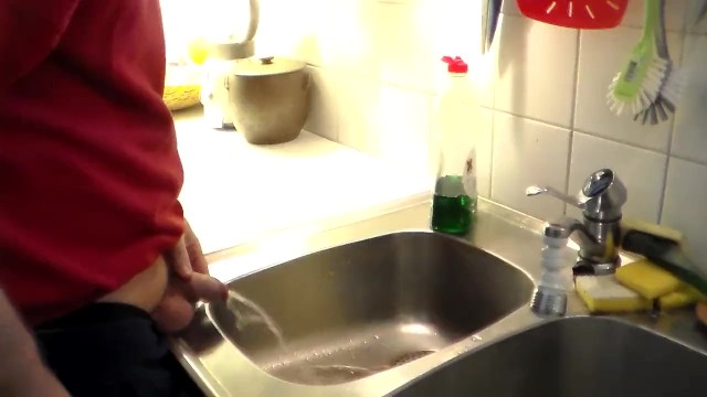 John is Peeing in the Kitchen Sink - Pornhub.com