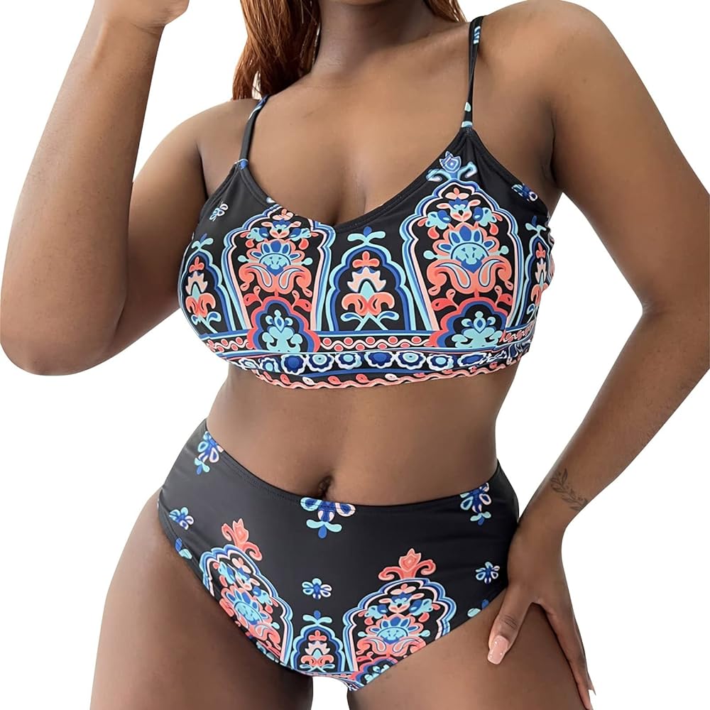 Amazon.com: YMAMIYO Women's New Plus Size Bikini Sexy Blue Print ...