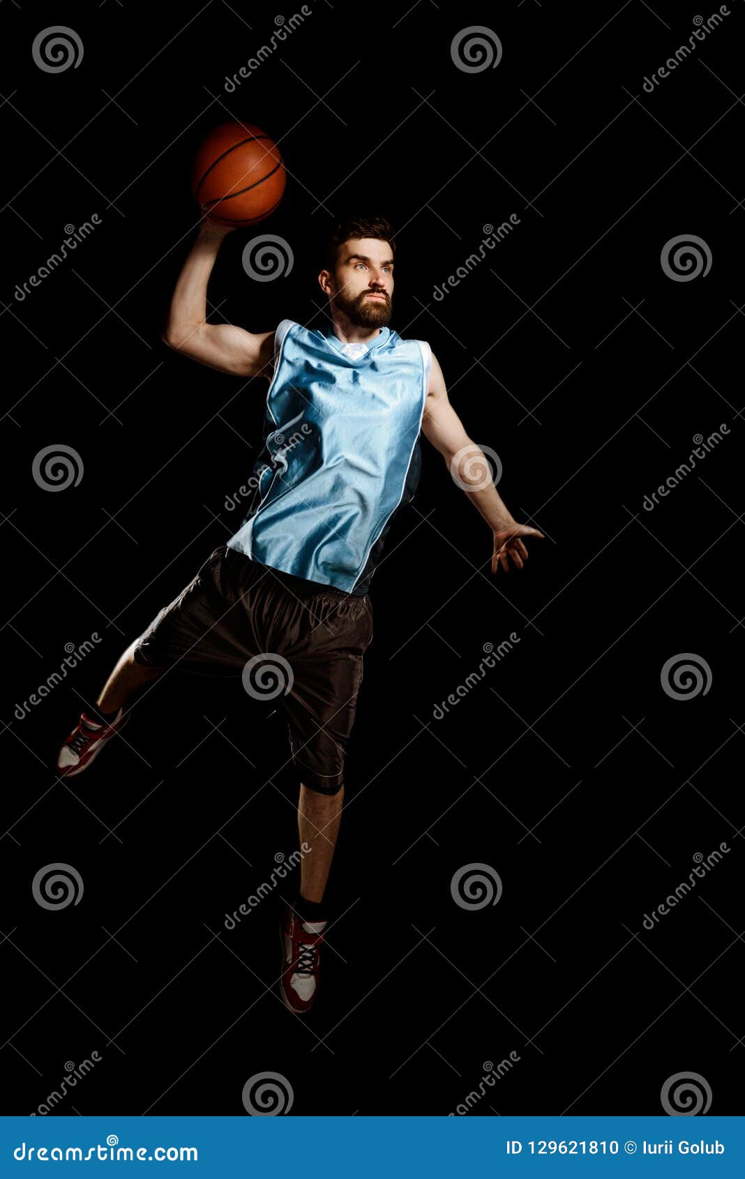 Basketball Player Making Jump Shot Stock Photo - Image of black ...