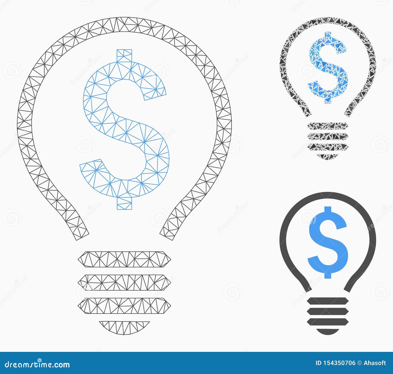 Patent Bulb Vector Mesh Wire Frame Model and Triangle Mosaic Icon ...