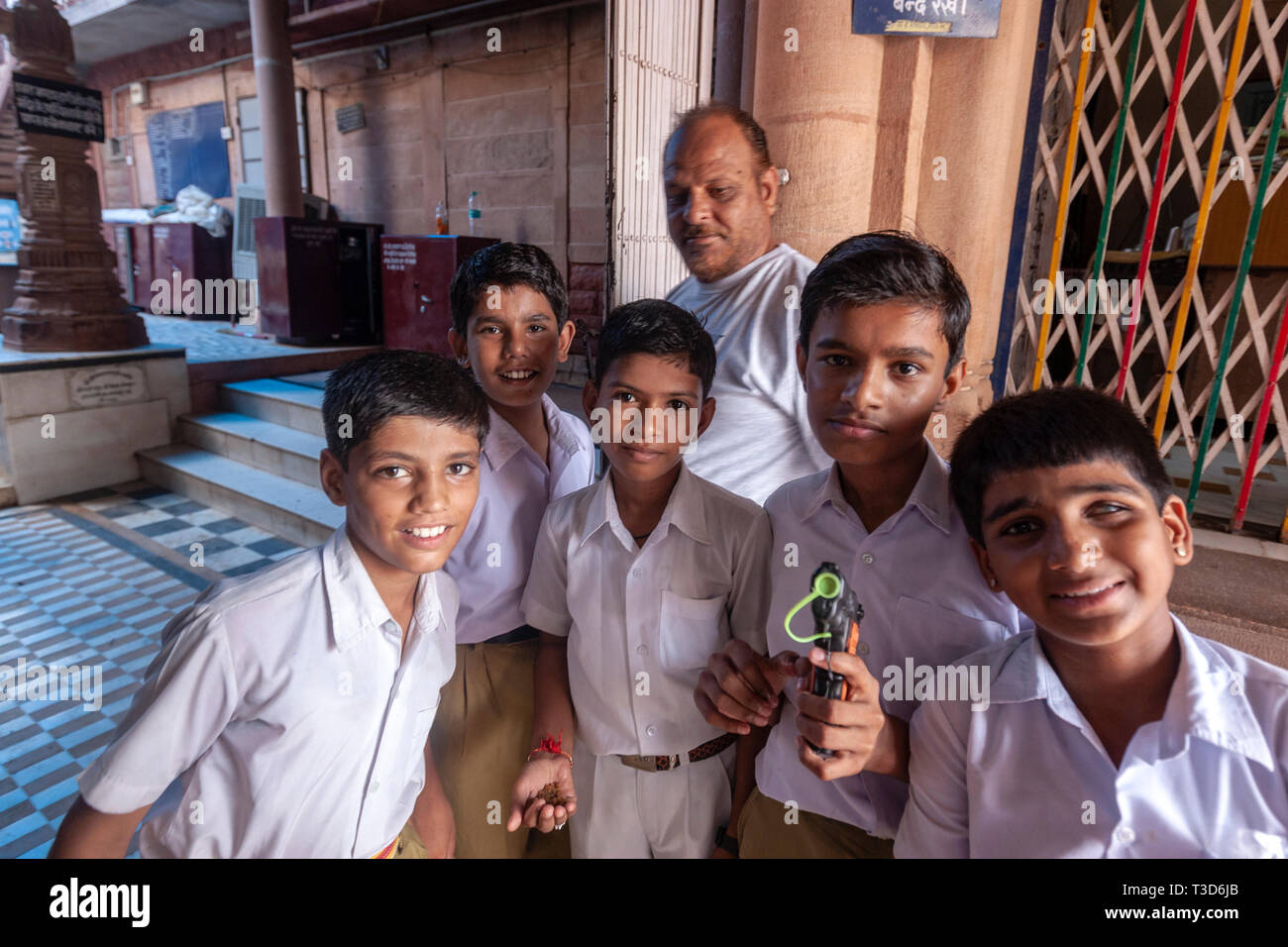 Students boys with a water toy gun in Rajasthan, India Stock Photo ...