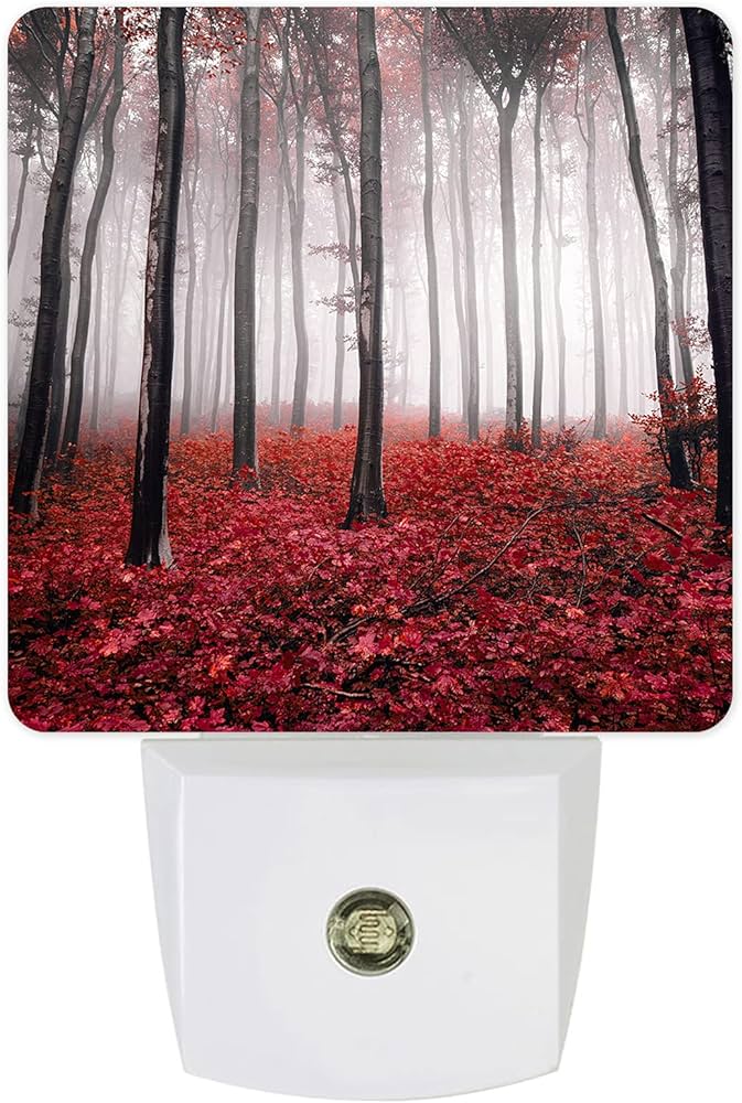 Red Maple Leaf Plug-in LED Night Lights Autumn Falling Leaves ...