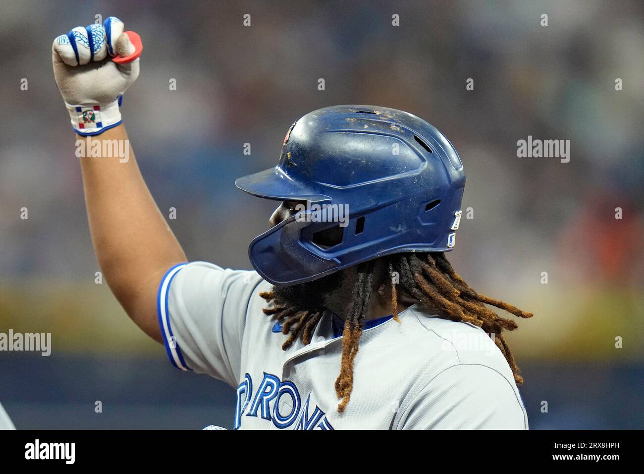 Toronto Blue Jays' Vladimir Guerrero Jr. celebrates his RBI single ...