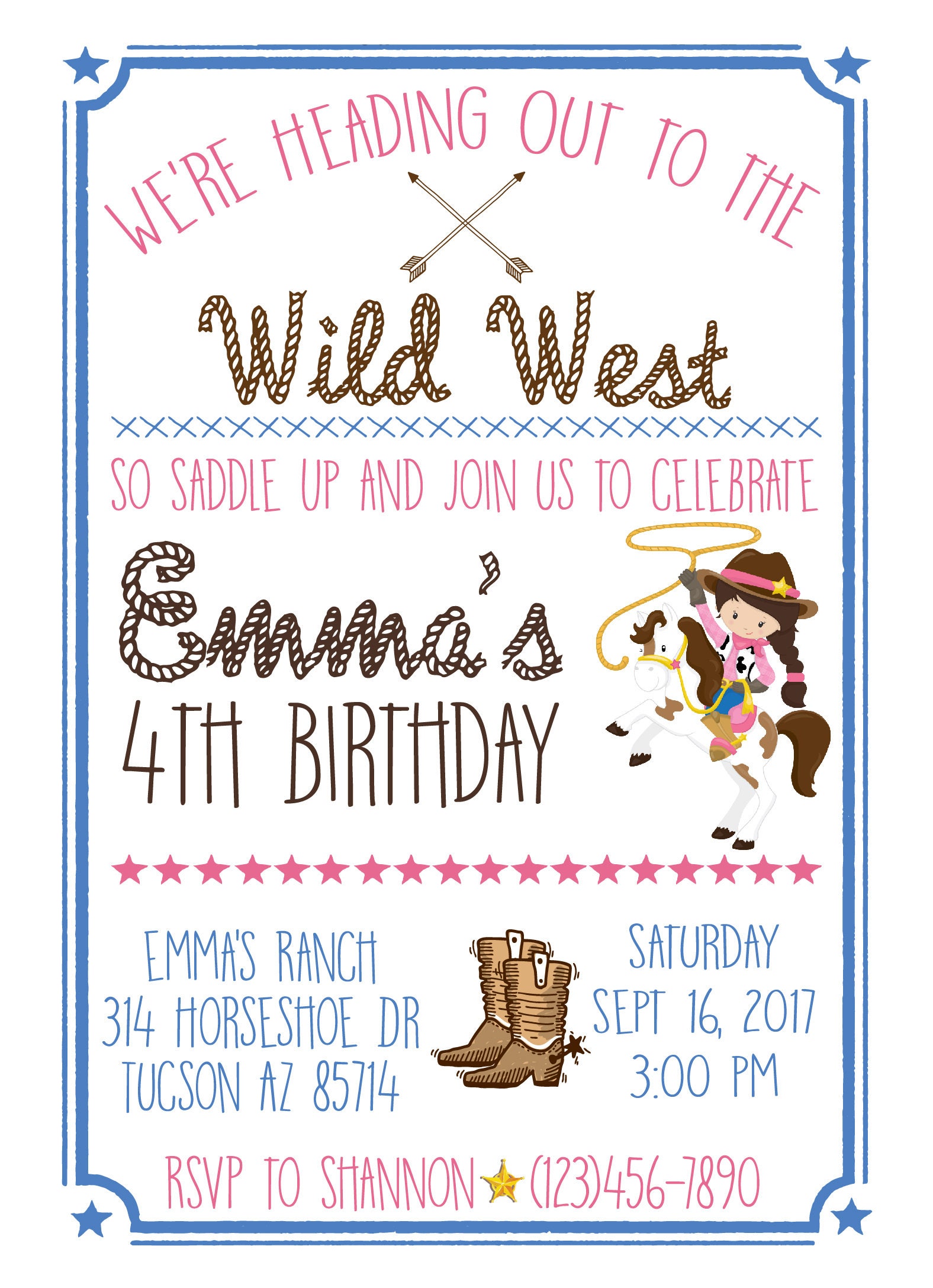 Printable Cowgirl Birthday Party Invitation Western Party - Etsy