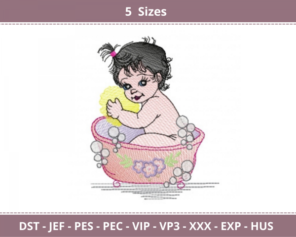 Free Baby Take a bath Embroidery Design - Machine Embroidery ...