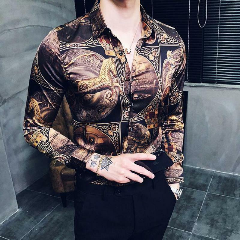 Nueva Camisa de marca de moda para hombre, lujo con estampado de ...