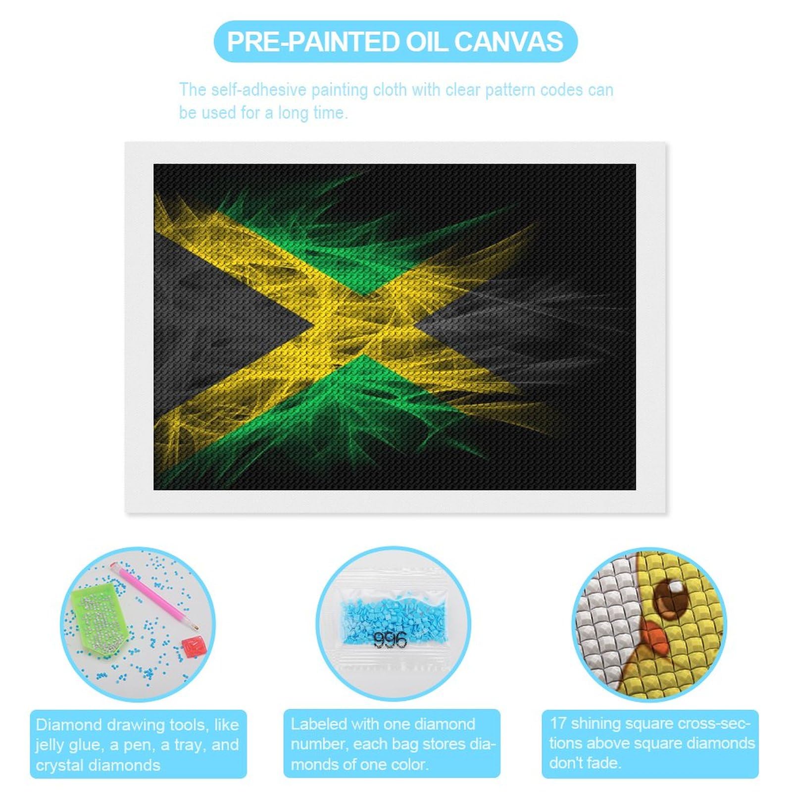 Amazon.com: Magic Jamaica Flag Diamond Painting Kits Full Diamond ...