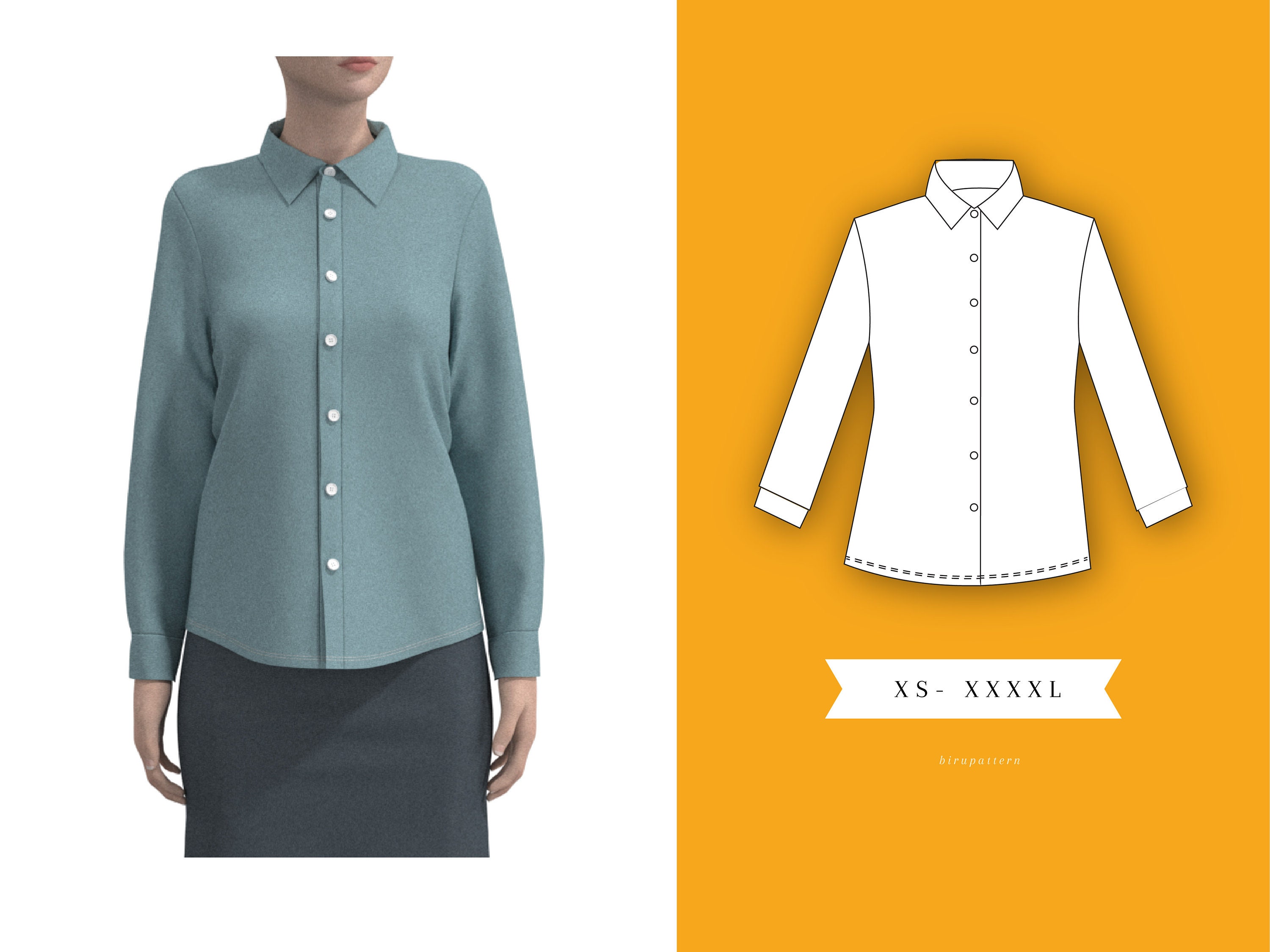 Buy Female Button up Shirt for Woman PDF Sewing Pattern XS Online ...