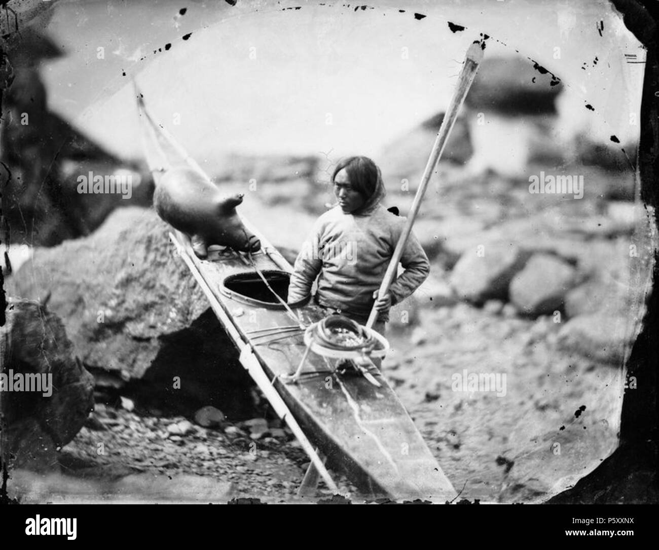 N/A. English: Photograph : Inuit man with kayak. 1854. Edward ...