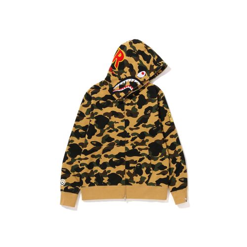 BAPE PONR 1St Camo Shark Full Zip Hoodie Yellow for Women